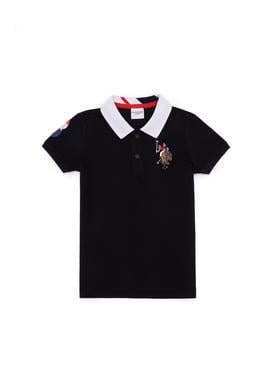 Erkek Çocuk Siyah Basic Polo Yaka Tişört - 50263006185