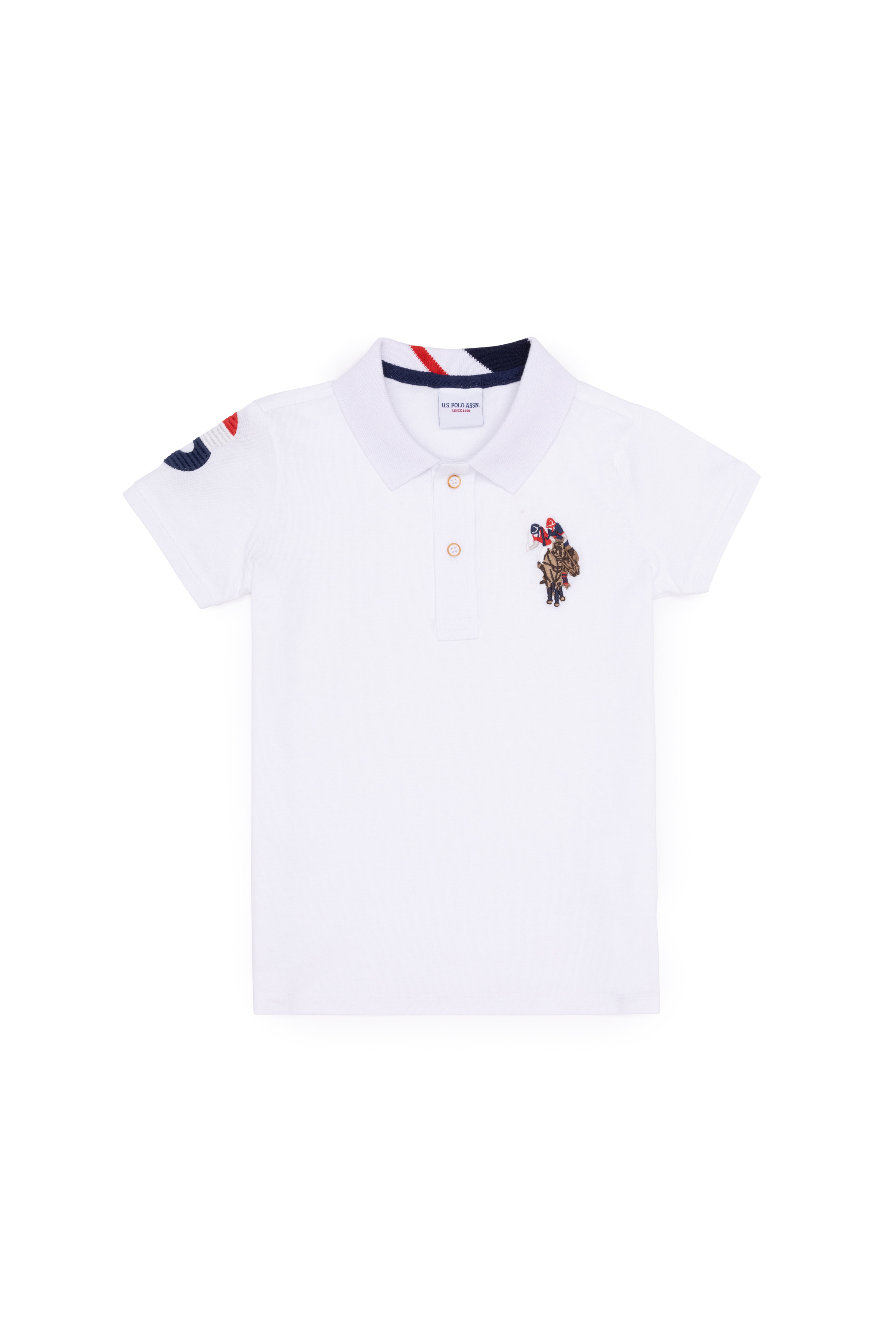 Erkek Çocuk Beyaz Basic Polo Yaka Tişört - Image 1