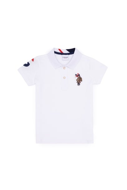 Erkek Çocuk Beyaz Basic Polo Yaka Tişört