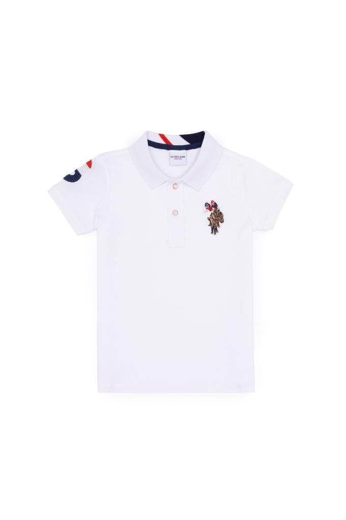 Erkek Çocuk Beyaz Basic Polo Yaka Tişört