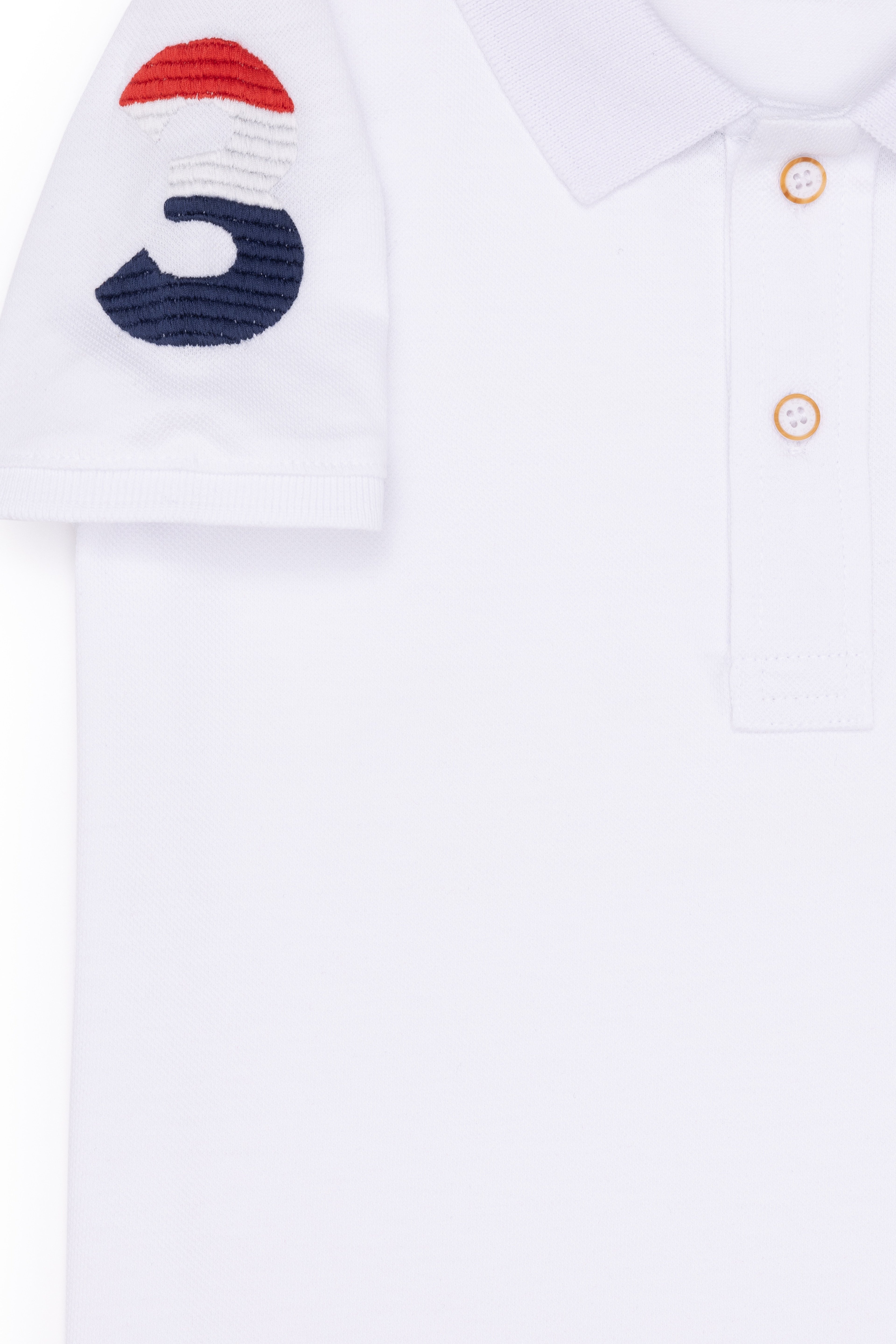 Erkek Çocuk Beyaz Basic Polo Yaka Tişört - Image 4