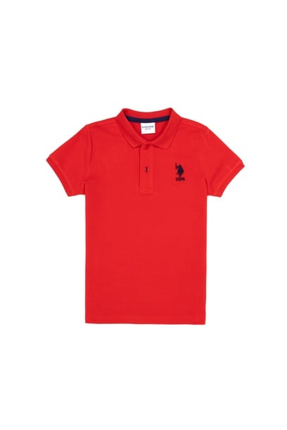 Erkek Çocuk Kırmızı Basic Polo Yaka Tişört