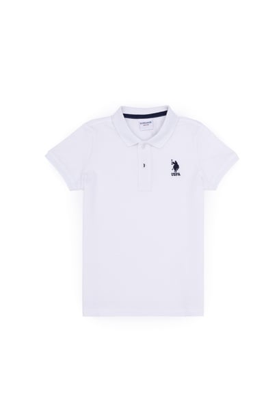 Erkek Çocuk Beyaz Basic Polo Yaka Tişört