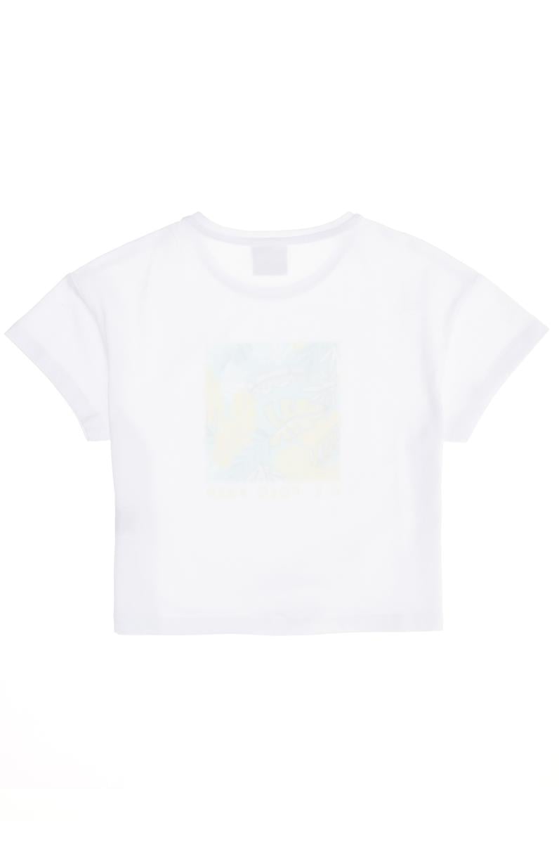 Kız Çocuk Beyaz Bisiklet Yaka Tişört