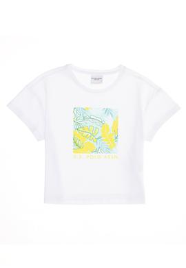 Kız Çocuk Beyaz Bisiklet Yaka Tişört - 50269163004