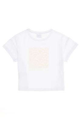 Kız Çocuk Beyaz Bisiklet Yaka Tişört - 50266690001