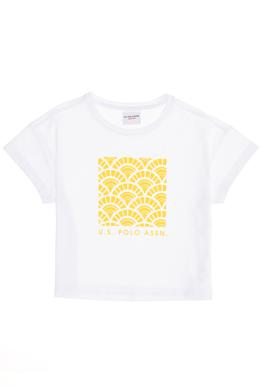 Kız Çocuk Beyaz Bisiklet Yaka Tişört - 50266690001