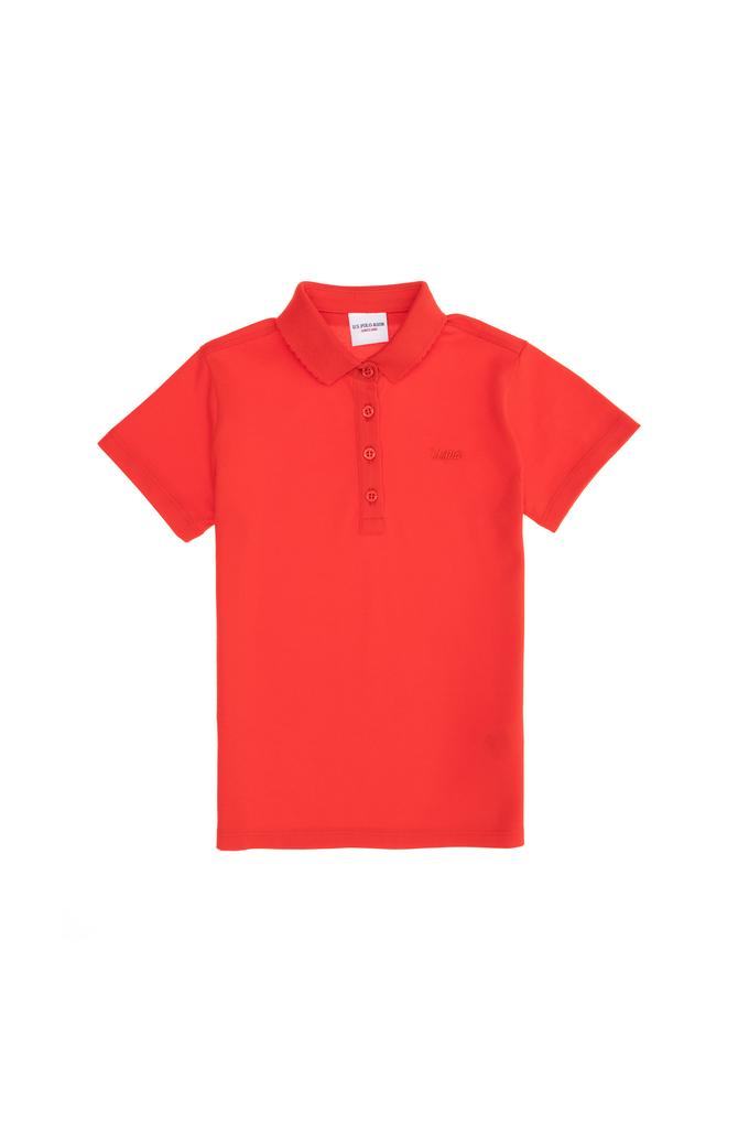 Kız Çocuk Kırmızı Basic Polo Yaka Tişört