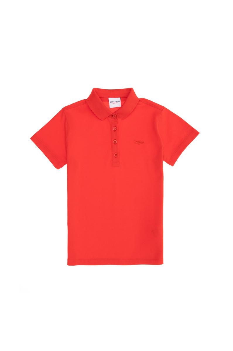 Kız Çocuk Kırmızı Basic Polo Yaka Tişört