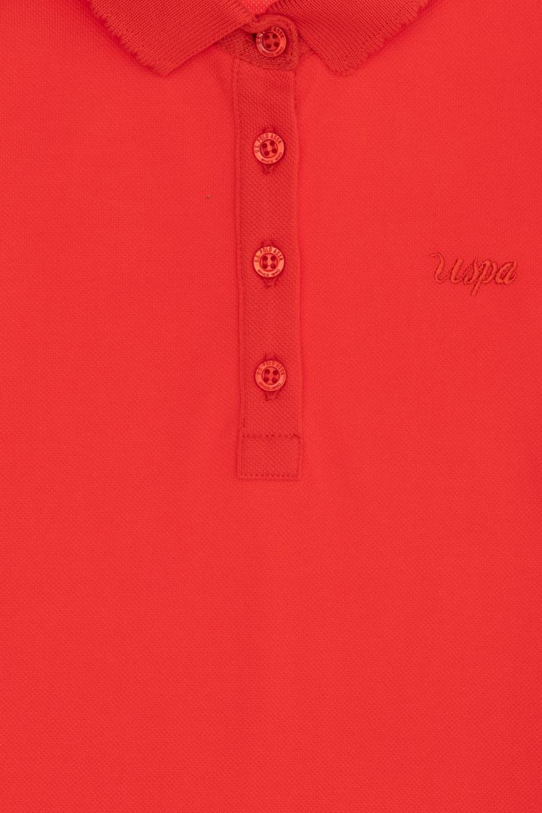 Kız Çocuk Kırmızı Basic Polo Yaka Tişört - 50271864124