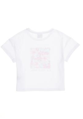 Kız Çocuk Beyaz Bisiklet Yaka Tişört - 50266693006