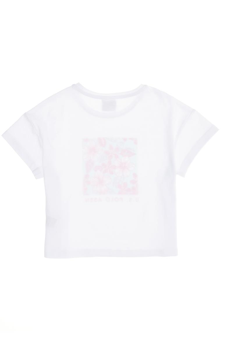 Kız Çocuk Beyaz Bisiklet Yaka Tişört - 50266693006