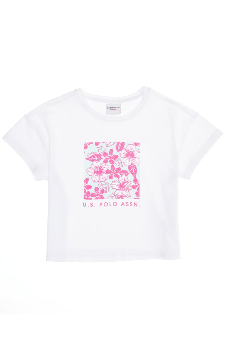 Kız Çocuk Beyaz Bisiklet Yaka Tişört - 50266693006