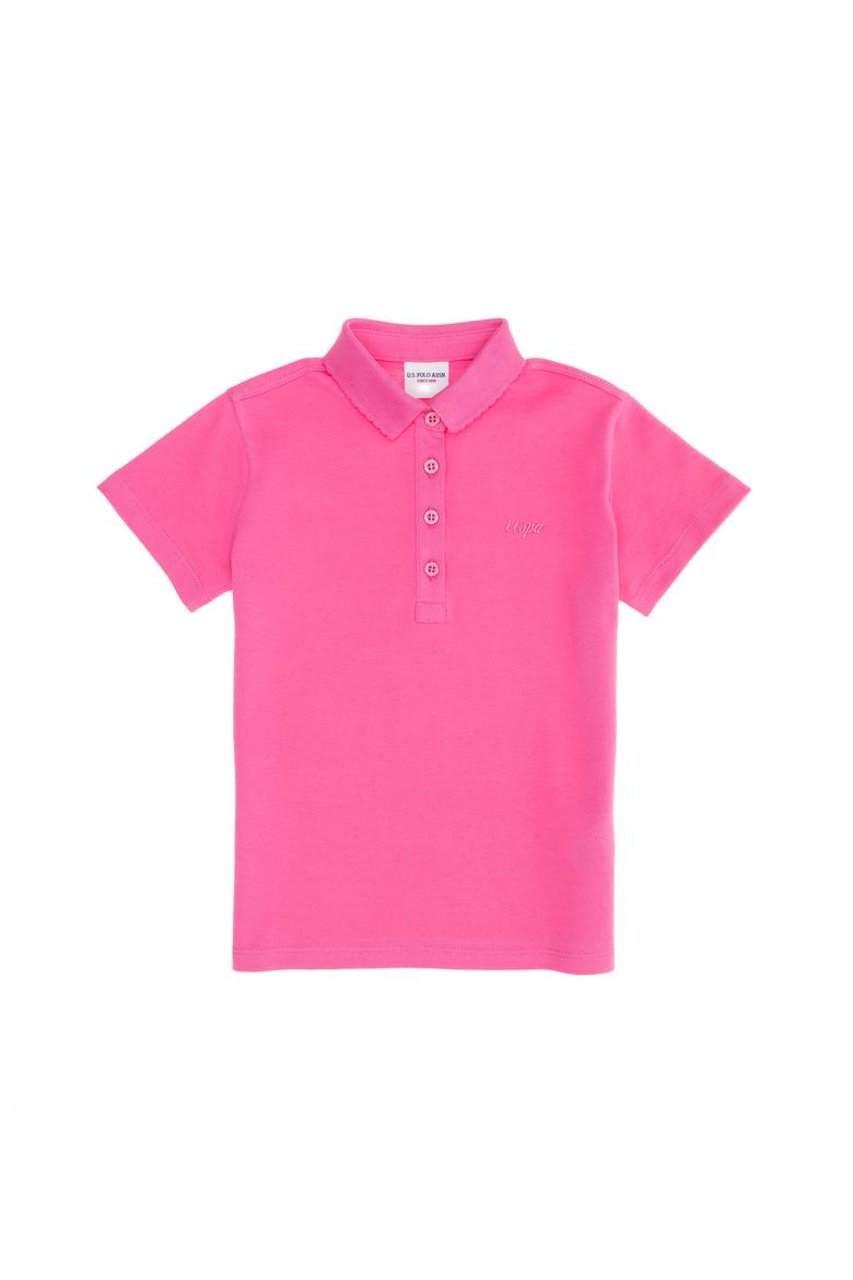 Kız Çocuk Pembe Basic Polo Yaka Tişört - 50271864018