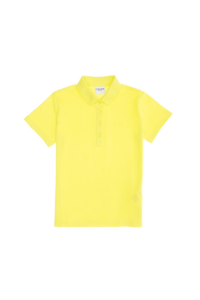 Kız Çocuk Neon Sarı Polo Yaka Basic Tişört - 50271864116