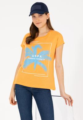 Kadın Turuncu Bisiklet Yaka Tişört - 50262950013