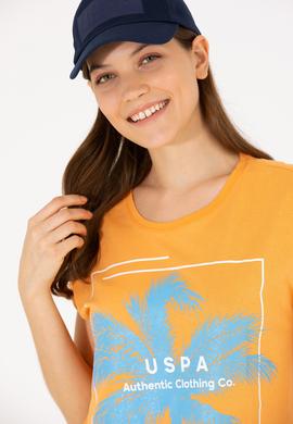 Kadın Turuncu Bisiklet Yaka Tişört - 50262950013