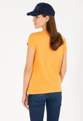 Kadın Turuncu Bisiklet Yaka Tişört - 50262950013