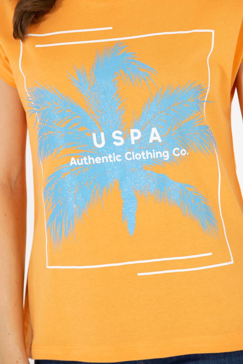 Kadın Turuncu Bisiklet Yaka Tişört - 50262950013