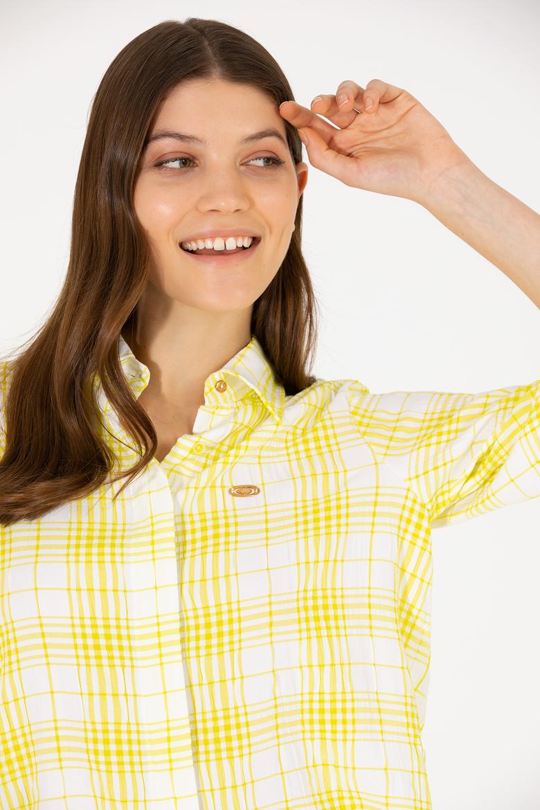 Kadın Neon Sarı Uzun Kollu Gömlek - 50263645019