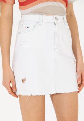 Kadın Beyaz Mini Boy Jean Etek - 50266242003