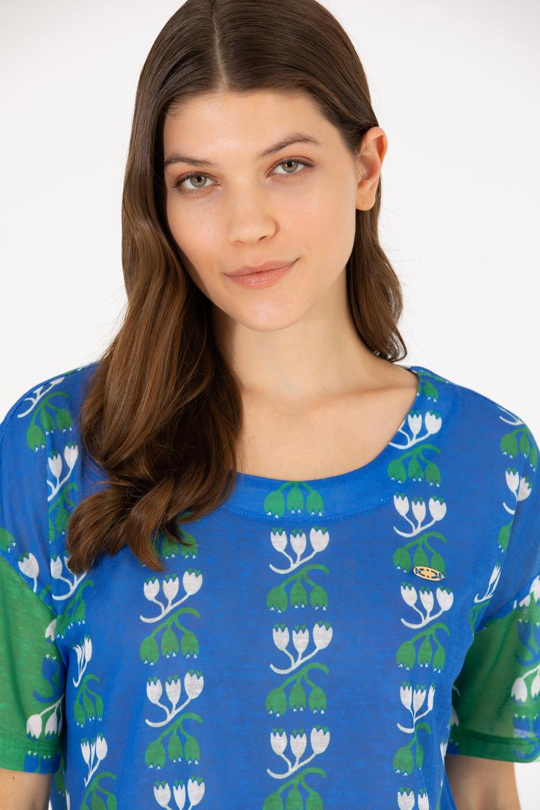 Kadın Saks Bisiklet Yaka Tişört - 50263588014