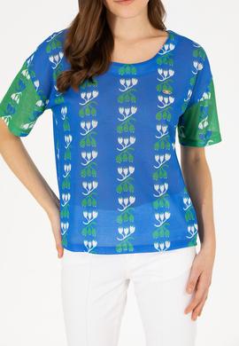 Kadın Saks Bisiklet Yaka Tişört - 50263588014