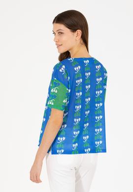 Kadın Saks Bisiklet Yaka Tişört - 50263588014