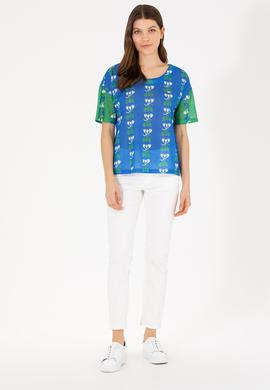 Kadın Saks Bisiklet Yaka Tişört - 50263588014