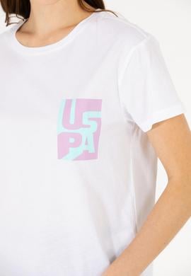 Kadın Beyaz Bisiklet Yaka Tişört - 50262943006