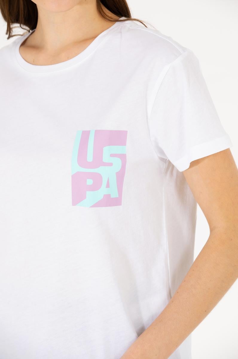 Kadın Beyaz Bisiklet Yaka Tişört