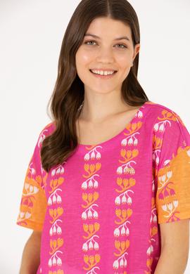 Kadın Pembe Bisiklet Yaka Tişört - 50263588018