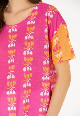 Kadın Pembe Bisiklet Yaka Tişört - 50263588018