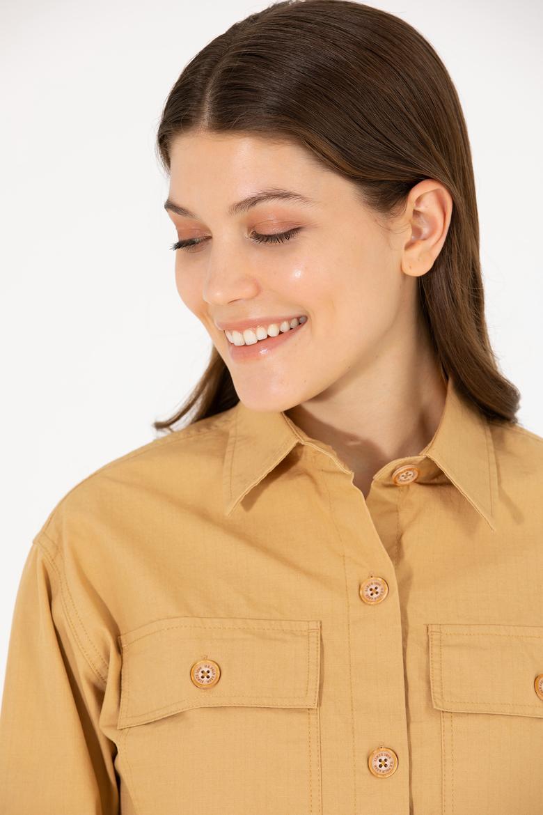 Kadın Camel Uzun Kollu Gömlek - 50264482004
