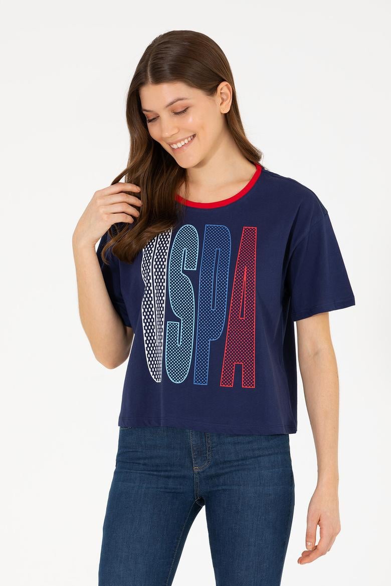 Kadın Lacivert Bisiklet Yaka Tişört