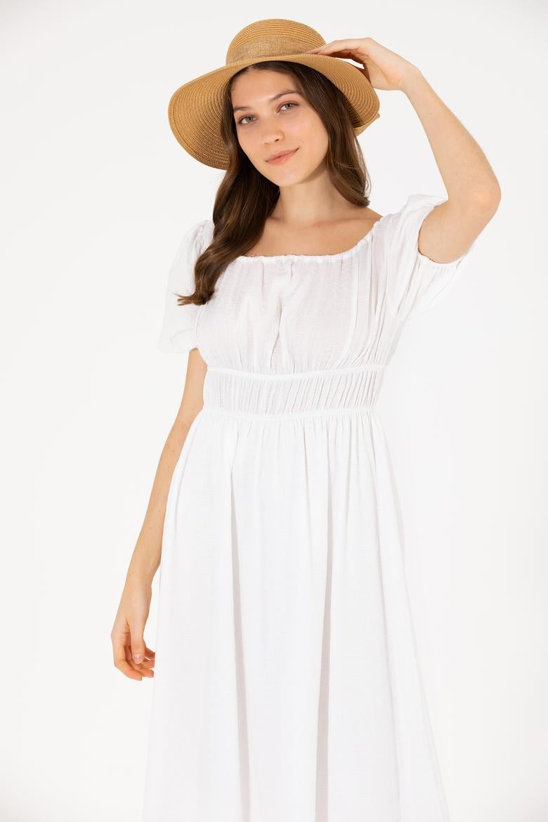 Kadın Beyaz Dokuma Elbise - 50262477006