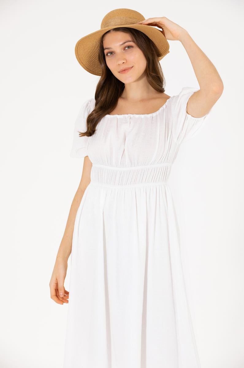 Kadın Beyaz Dokuma Elbise