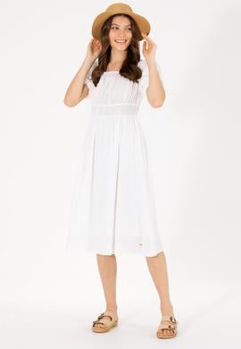 Kadın Beyaz Dokuma Elbise - 50262477006