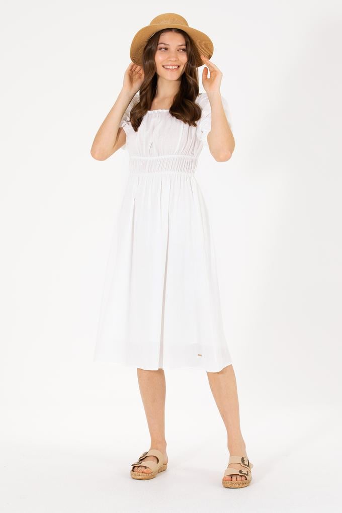 Kadın Beyaz Dokuma Elbise