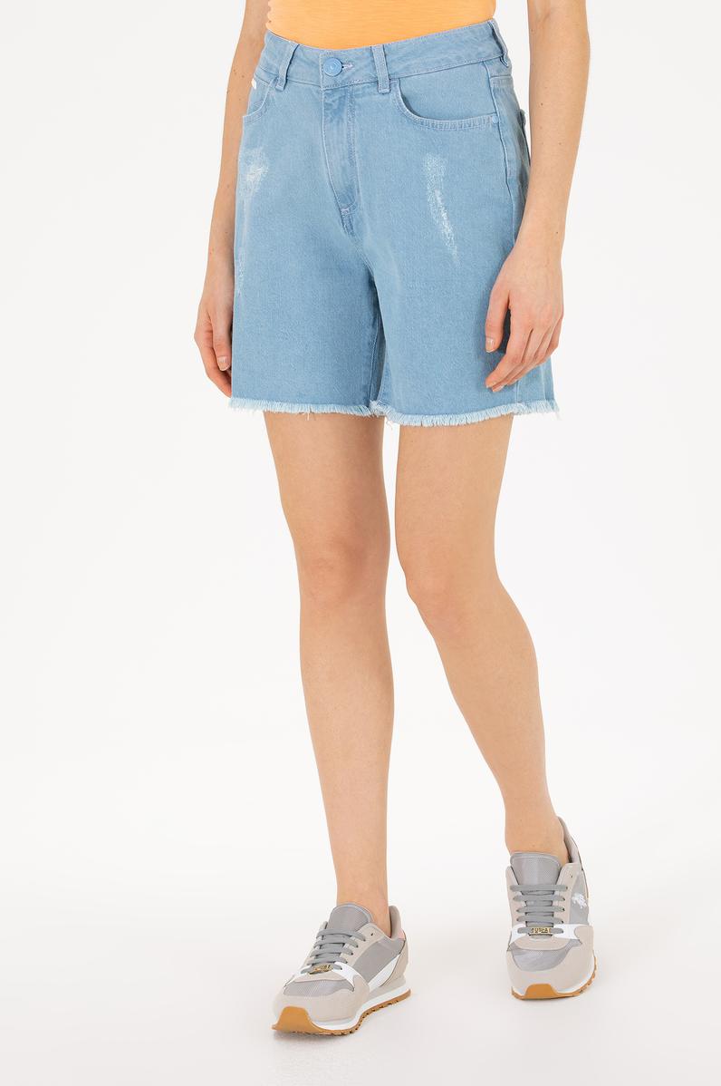 Kadın Açık Mavi Jean Şort