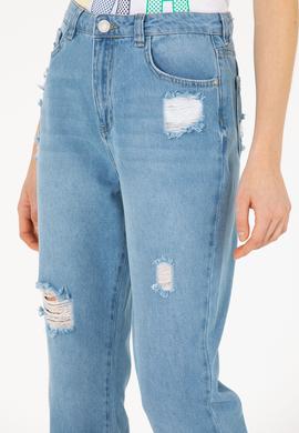 Kadın Açık Mavi Mom High Waist Fit Jean Pantolon - 50263809005