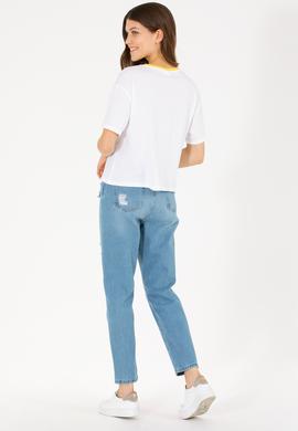 Kadın Açık Mavi Mom High Waist Fit Jean Pantolon - 50263809005