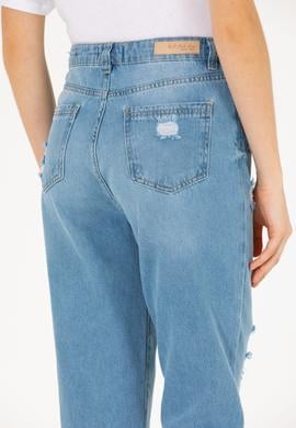 Kadın Açık Mavi Mom High Waist Fit Jean Pantolon - 50263809005