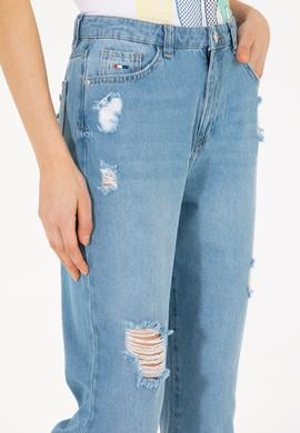 Kadın Açık Mavi Mom High Waist Fit Jean Pantolon - 50263809005