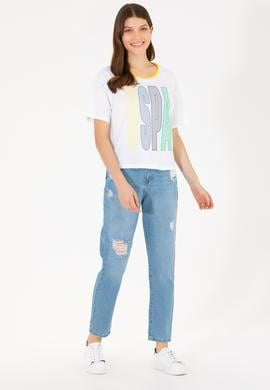 Kadın Açık Mavi Mom High Waist Fit Jean Pantolon - 50263809005