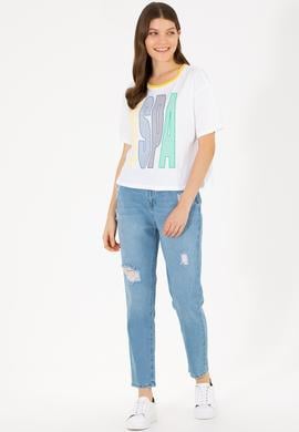 Kadın Açık Mavi Mom High Waist Fit Jean Pantolon - 50263809005