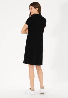 Kadın Siyah Polo Yaka Mini Boy Örme Elbise - 50262672028