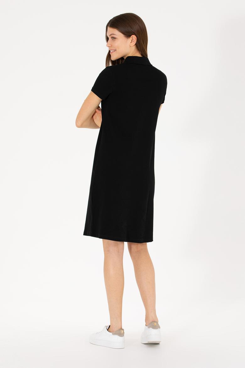 Kadın Siyah Polo Yaka Mini Boy Örme Elbise - 50262672028