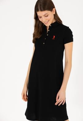 Kadın Siyah Polo Yaka Mini Boy Örme Elbise - 50262672028