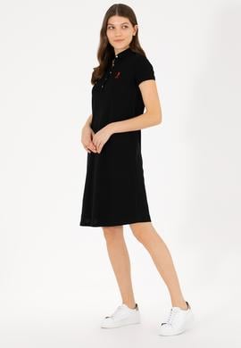 Kadın Siyah Polo Yaka Mini Boy Örme Elbise - 50262672028